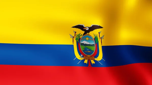 Rendering Staat Vlag Van Ecuador Fladderende Wind Het Verschillende Fasen — Stockfoto