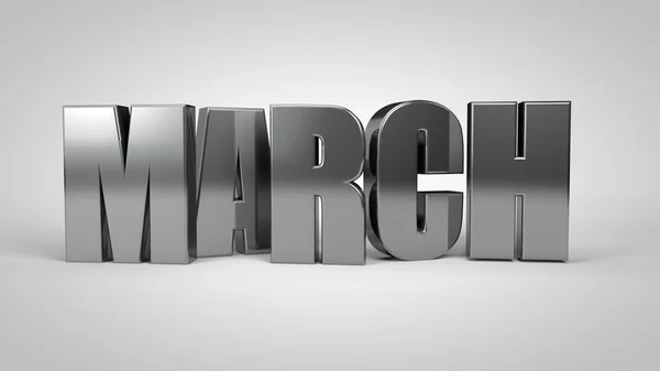 Mart takvim ayı metalik metin 3d render