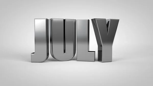 Temmuz takvim ayı metalik metin 3d render