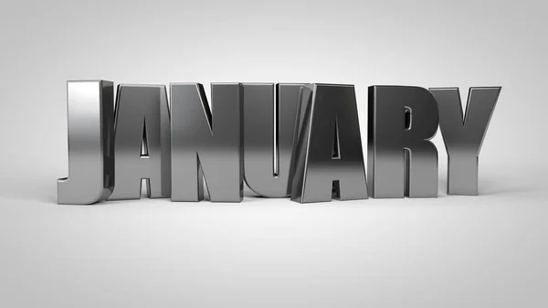 January Calendar Month Metallic Text Render — Stock Photo, Image