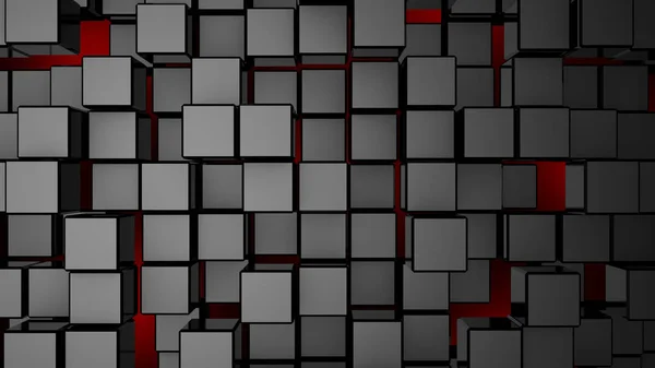 Черные Кубики Красном Светящемся Футуристическом Фоне Рендер — стоковое фото