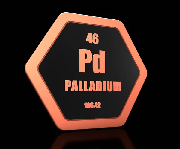 Palládium Kémiai Elemek Periódusos Szimbólum Render — Stock Fotó