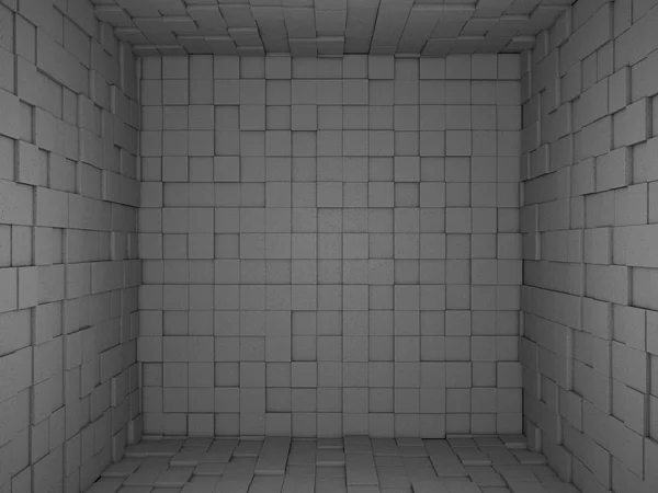 Oda, 3d render 3D beton yerinden küpleri boş