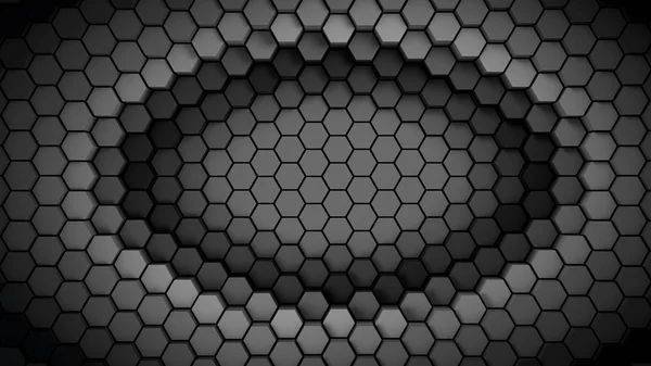 black and white material hexagons background template. 3d Render