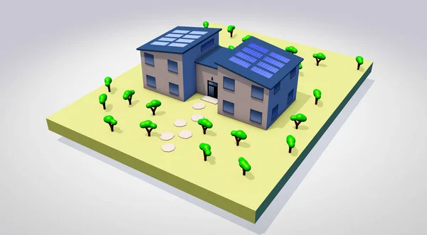 isometric house on white background 3d render