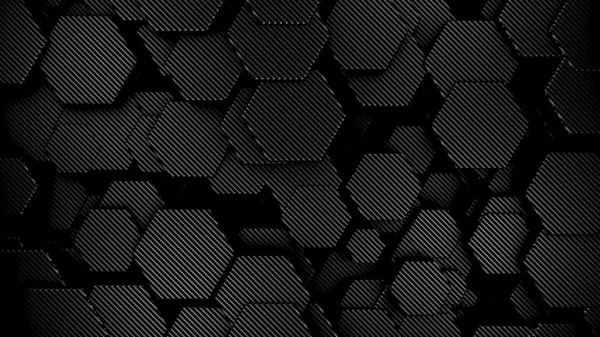 Fundo Hexágonos Fibra Carbono Ilustração Renderização — Fotografia de Stock