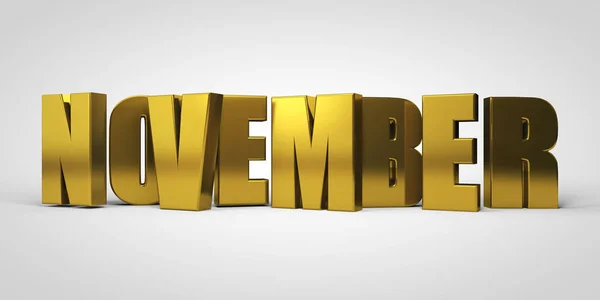 November Gouden Tekst Geïsoleerd Wit Weergave Illustratie — Stockfoto