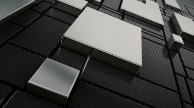 fütüristik metal ve karbon küplerini ayırın, 3D canlandırma