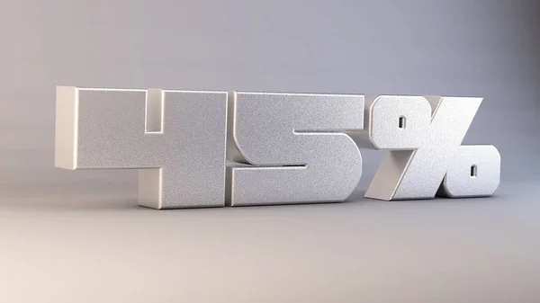 ホワイト 3Dレンダリングのイラストに分離された45 の3D金属テキスト — ストック写真