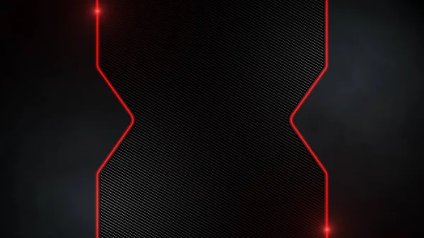 Oyun, sunum, afiş, kapak, ağ, broşür, kart, poster, duvar kağıdı, doku için tasarlanmış, parlayan kırmızı ışıklarla Geometrik fütüristik karbon ve metal arka plan. 3d resimleme