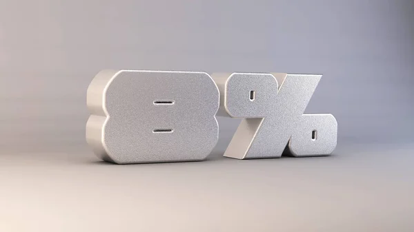 Yüzde 8 oranında 3 boyutlu metal metin beyaz, 3 boyutlu resimleme