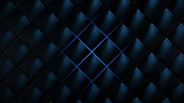 Azul Escuro Futurista Cubos Fundo Renderizar Ilustração — Fotografia de Stock