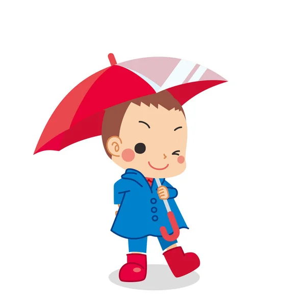 비옷을 우산을 아이의 — 스톡 벡터