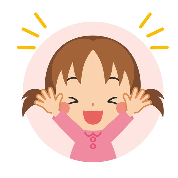 Illustration Little Girl Happy Raise Her Hand — Stock Vector