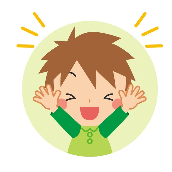 Illustration Little Boy Happy Raise His Hand — Stock Vector