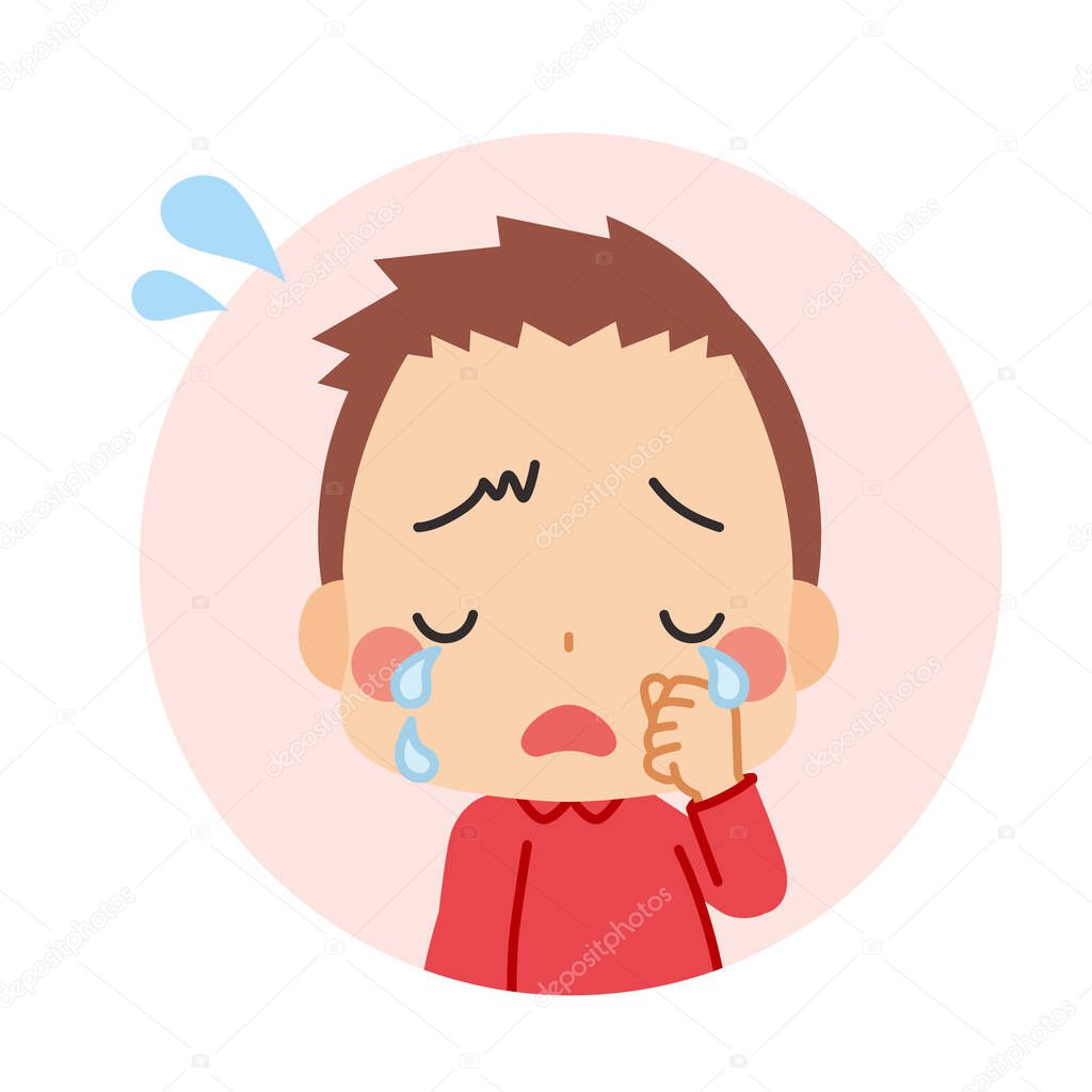 Illustration of a little boy crying.