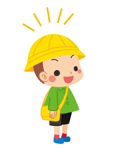 Illustration Kindergarten Boy Politely Greeting — Stock Vector