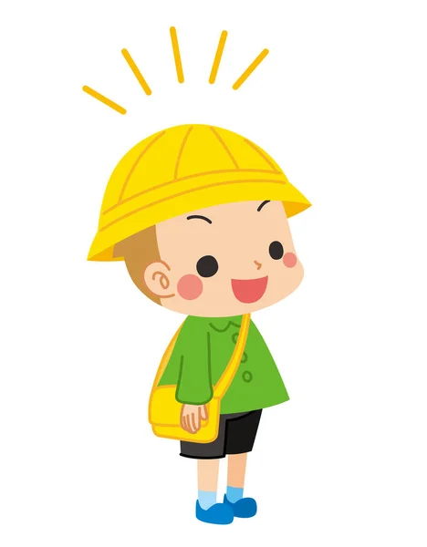 Illustration Kindergarten Boy Politely Greeting — Stock Vector