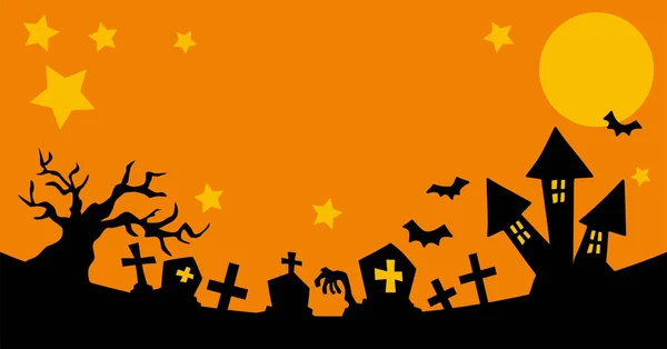 Illusztráció Egy Kísérteties Halloween Éjszakai Jelenet — Stock Vector