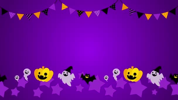 Immagine Animata Halloween Una Sfilata Fantasmi Carini Divertenti — Video Stock