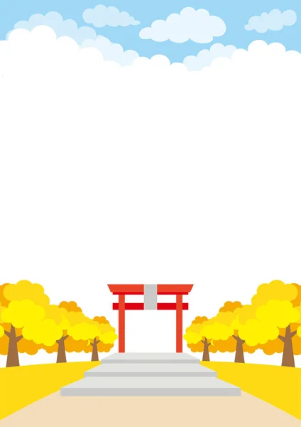 日本の神社の前の風景のイラスト — ストックベクタ