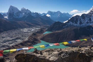 Himalaya dağ görünümü Gokyo Ri, Everest bölgesi, Nepal, Asya üstünden
