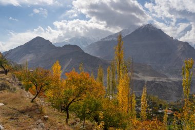 Hunza Vadisi sonbahar sezonu, Gilgit Baltistan, Pakistan, Asya
