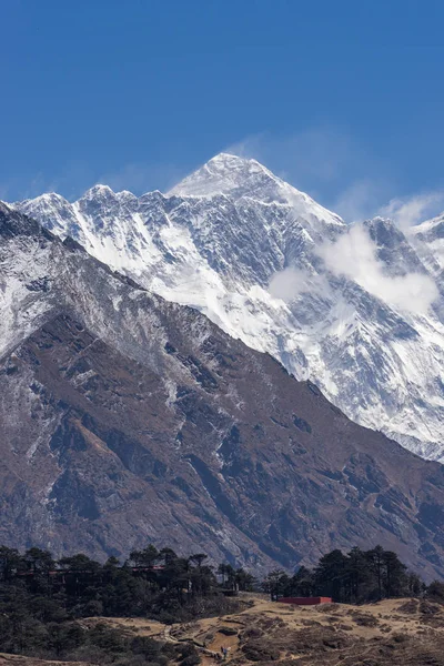 Vista Del Everest Desde Punto Vista Namche Bazaar Región Khumbu — Foto de Stock