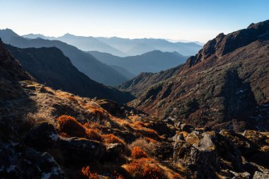 Sabah güneşin doğuşunu, Everest bölgesi, Nepal, Asya Himalaya dağ aralığının güzel sahne