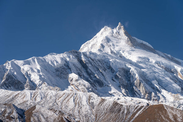 Manaslu mountain peak, eighth highest mountain peak in the world, Himalayas mountain range, Nepal, Asia