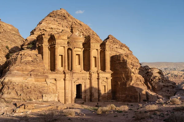 Monasterio Deir Una Las Siete Maravillas Del Mundo Petra Antigua — Foto de Stock