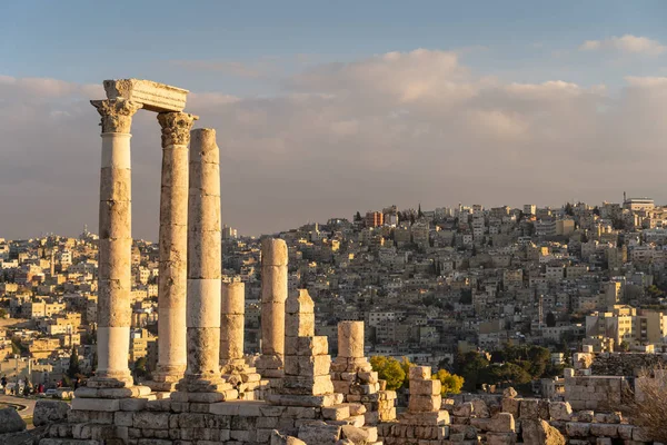 Amman Citadel, Ancient Roman architecture and city on top of mountain in Jordan, Asia