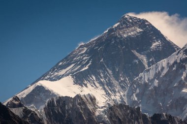 Everest dağ dünyanın en yüksek zirvesi 8848 metre yukarıda s