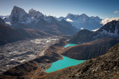 Gokyo lake in a morning sunrise view from Gokyo Ri view point, E clipart