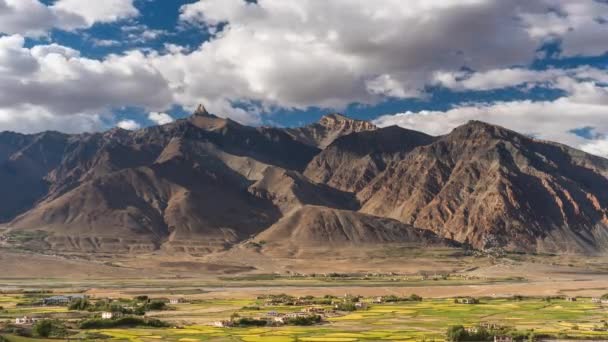 Idő Múlása Padum Falu Zanskar Völgyében Este Himalája Hegység Ladakh — Stock videók
