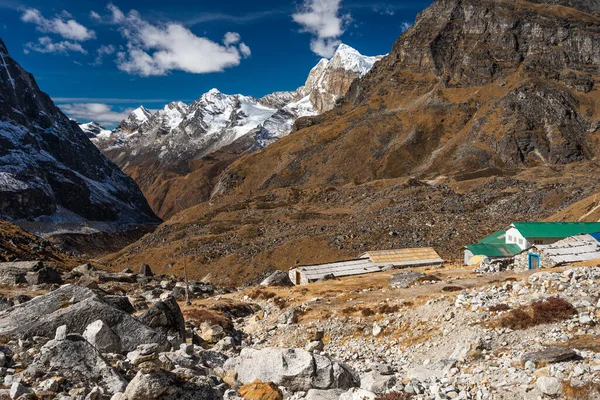 Khare Pueblo Antes Subir Pico Mera Región Del Everest Cordillera — Foto de Stock