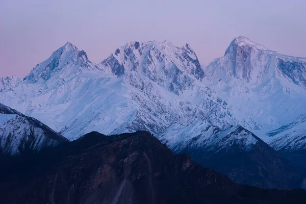 Avonds Zonsondergang Licht Karakoram Bergen Uitzicht Vanuit Hunza Vallei Gilgit — Stockfoto
