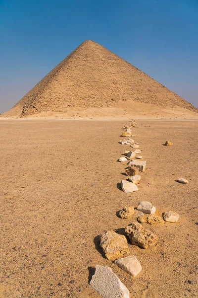 Röda Pyramiden Gamla Egyptens Största Pyramid Vid Dahshur Necropolis Nedre — Stockfoto