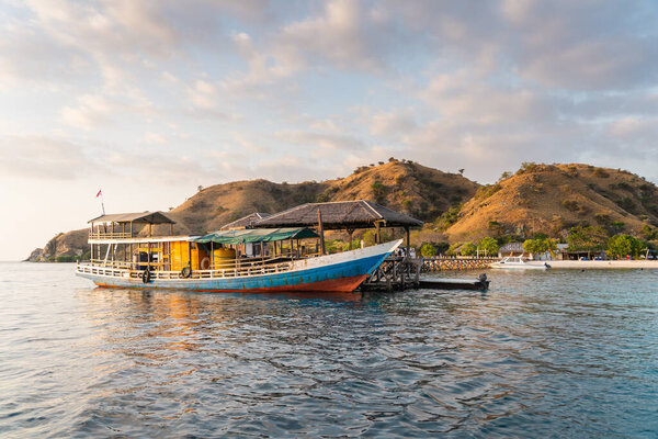 Beautiful landscape of Kanawa island in the evening sunset, Flores island in Komodo national park in Indonesia, Asia