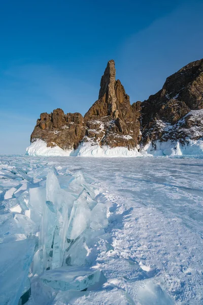 Zmrazené Jezero Bajkal Zimní Sezóně Sibiř Rusko Asie — Stock fotografie