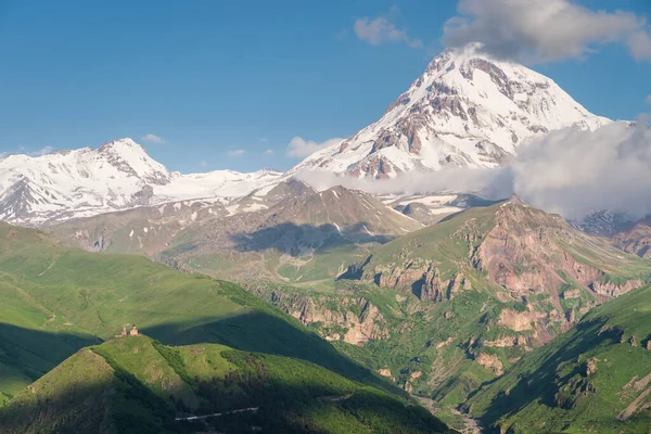 Kazbek Sommet Montagne Troisième Haut Sommet Montagne Géorgie Saison Estivale — Photo