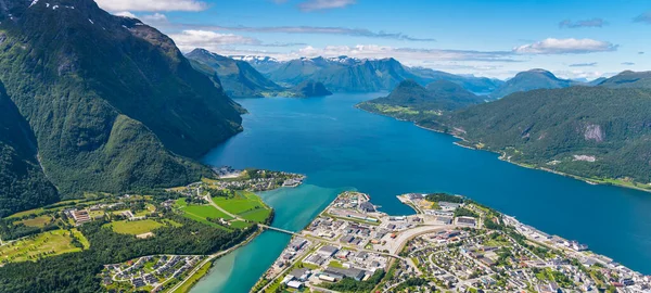 Blick Von Oben Auf Die Stadt Andalnes Sommer Norwegen Skandinavien — Stockfoto