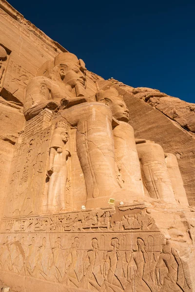 Estátua Ramsés Templo Abu Simbel Assuão Alto Egito Perto Sudão — Fotografia de Stock