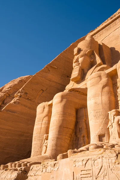 Ramses Standbeeld Bij Abu Simbel Tempel Aswan Opper Egypte Bij — Stockfoto