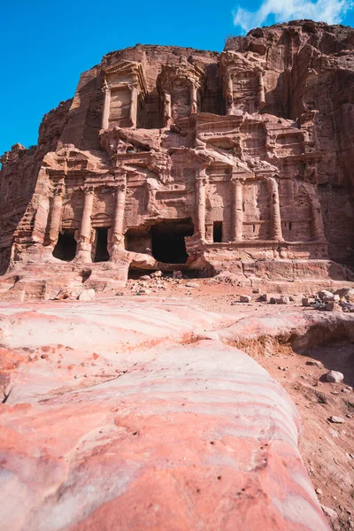 Koninklijke Tombe Petra Ruïne Oude Stad Van Nabatean Koninkrijk Jordanië — Stockfoto