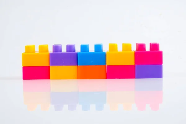 Plastic Building Blocks Isolated White Background — Stock Photo, Image