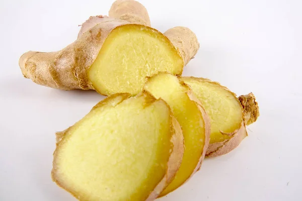 Ginger Slices Isolated White — Stock Photo, Image