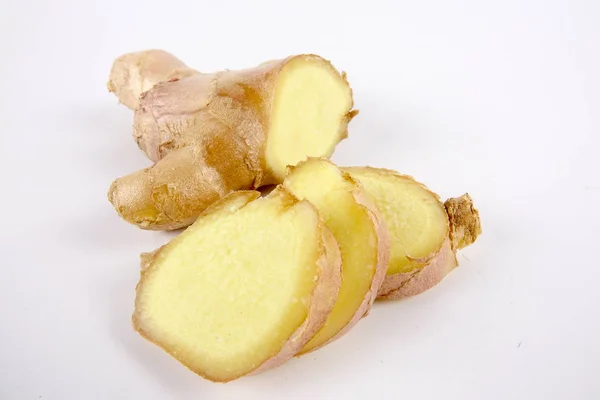 Ginger Slices Isolated White — Stock Photo, Image