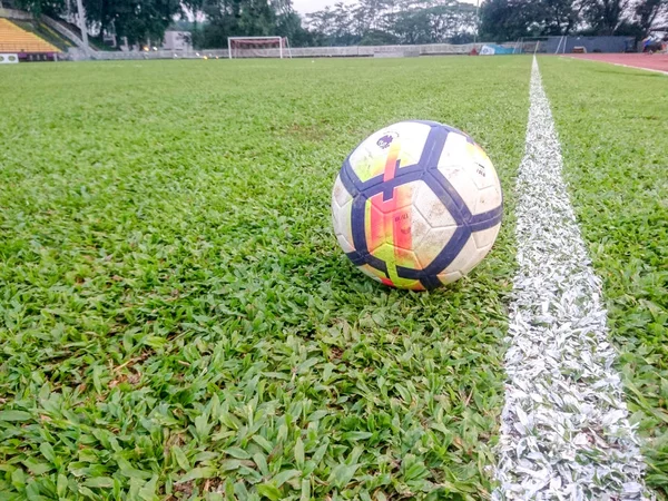 Kuala Lumpur Giugno 2018 Campo Calcio Con Erba Verde Nella — Foto Stock