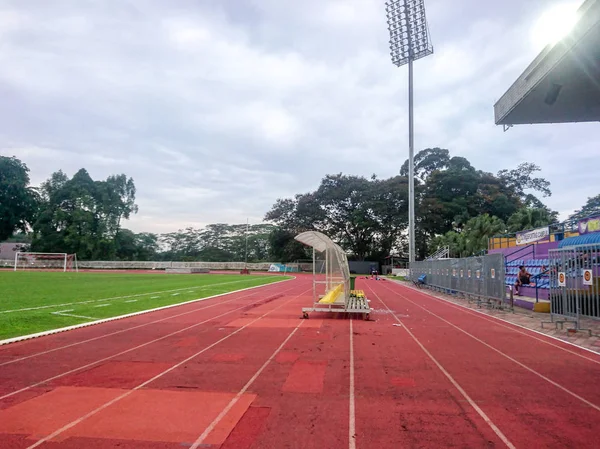 Kuala Lumpur Giugno 2018 Campo Calcio Con Erba Verde Nella — Foto Stock